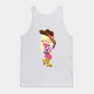 Cowgirl, Sheriff, Western, Country, Blonde Hair Tank Top